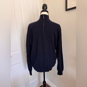 Silversea Men's Dark Blue Zip-Up Cashmere Sweater